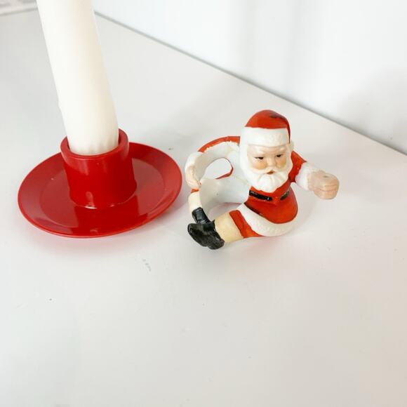 Vintage Hallmark Santa Claus Figurine Candle Hugger Holder Ceramic Christmas - Picture 6 of 8